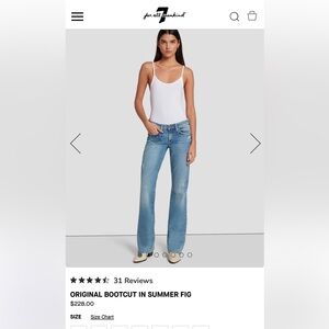 NWOT 7 for all mankind original bootcut Jean in summer fig - Size 26